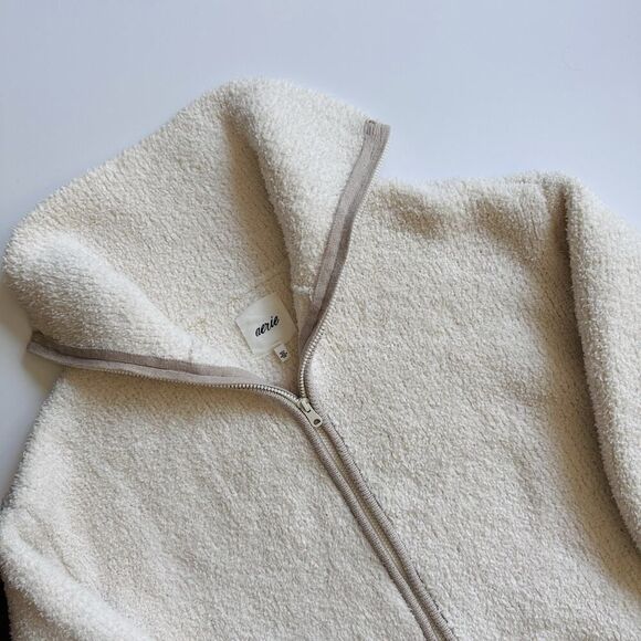 Aerie Oversized Cozy Cardigan Sweater Jacket Women’s Size L Cream Tan - Picture 4 of 12